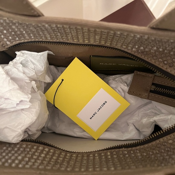 NEW! Marc Jacobs The Crystal Canvas Crossbody Tote bag. SLATE GREEN CRYSTAL - Picture 5 of 6